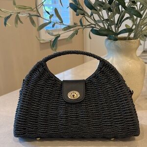 Elegant Black Woven Handbag